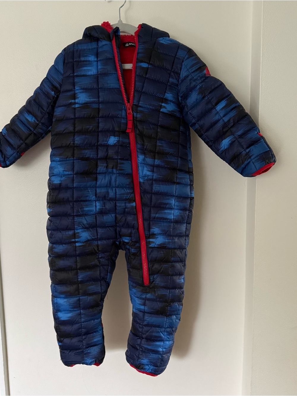 Snozu 24M hooded Navy & Blue Puffer One-Piece snow suit